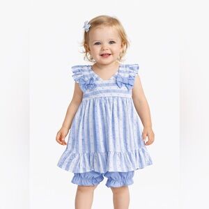 Charming Blue Striped Kids Casual Dress